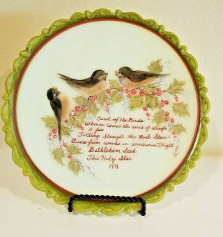 Fenton Custard Plate Handpainted And Signed By Louise Piper - Carol Of The Birds
