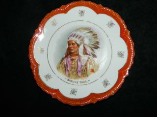 Vintage Native American Indian Chief Plate Mohawk Trail Germany