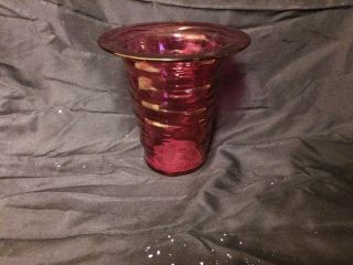 Phoenix Consolidated Glass Catalonian Crannberry/amethyst Rimed Vase