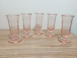 5 Pink Paden City Party Line Parfait Ftd Soda Sundae Glasses