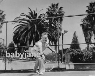 032 Nelson Eddy Candid Playing Tennis Photo