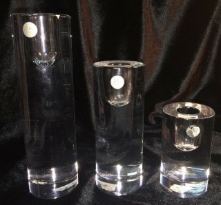 Crystal Candle Holders By Bohemia Czech Republic - Set - 3