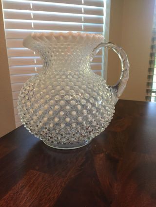 Fenton Or Anchor Hocking Hobnail Moonstone Pitcher And 6 Glasses 4