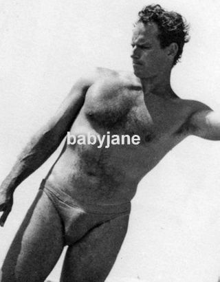 401 Charlton Heston Sexy Bulging In Tiny Bathing Suit Hairy Chest Photo