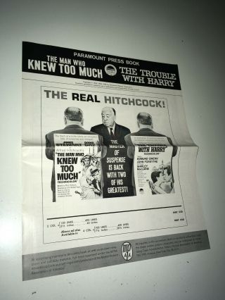 Man Who Knew Too Much Movie Pressbook Alfred Hitchcock Crime Mystery Trouble