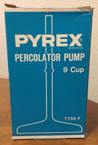 9 Cup Pyrex Flameware Stovetop Coffee Pot Percolator Pump Stem 7759p Glass