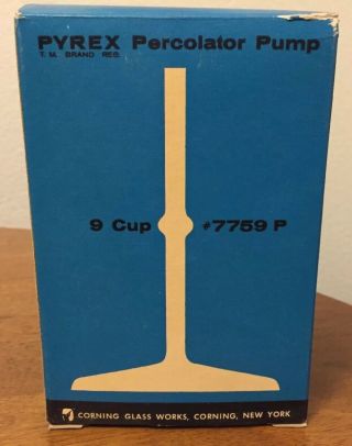 9 CUP PYREX FLAMEWARE RANGETOP COFFEE POT PERCOLATOR PUMP STEM 7759P Glass 3