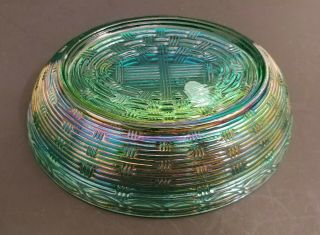 Large Art Glass Fenton Iridescent Hen on Nest Candy Dish Basket 7