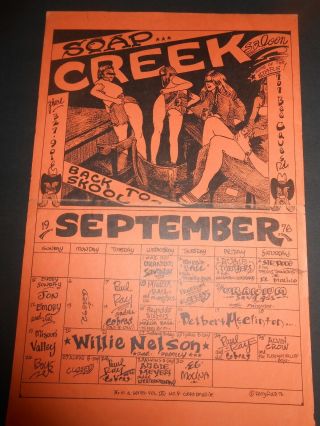1976 Willie Nelson Sir Doug Delbert Mcclinton Soap Creek Poster By Kerry Awn
