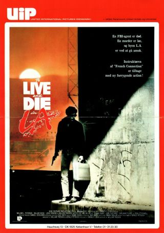 To Live And Die In L.  A William Petersen Dafoe 1985 Danish Movie Press Release