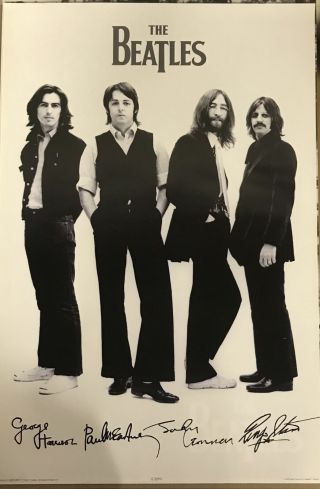 The Beatles Band Shot Signatures Poster 24 X 36
