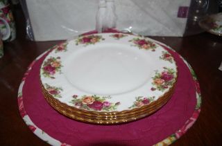 Royal Albert/england " Old Country Roses " Set 4 Dinner Plates (3)