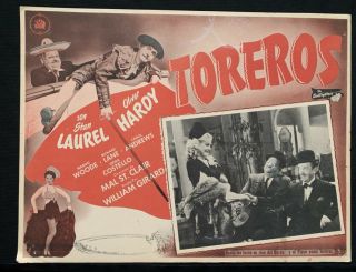 Stan Laurel And Oliver Hardy The Bullfighters Mexican Lobby Card 1945