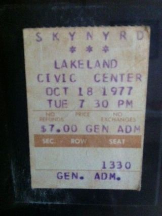 Lynyrd Skynyrd 1977 Ronnie Van Zant Concert Poster Lakeland,  Florida Freebird 2
