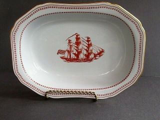Spode Trade Winds Red (gold Trim) Oval Serving Bowl 1st Quality