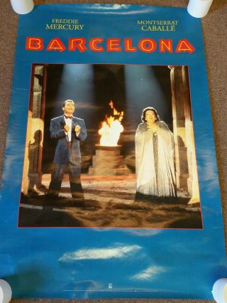 Queen Freddie Mercury / Montserrat Caballe " Barcelona " Promotional Poster 1988
