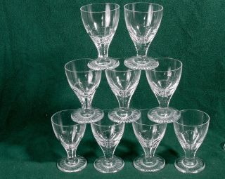 Vintage Set 9 Of Rare Cut Crystal Wine Or Water Goblets