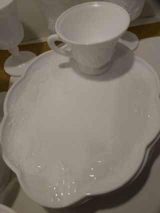 Vintage Indiana Colony Milk Glass Harvest Grape 6 Piece Place setting for 4 Plus 8