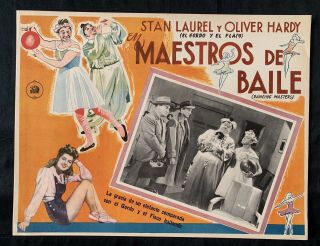 Dancing Masters Stan Laurel And Oliver Hardy Mexican Lobby Card 1943