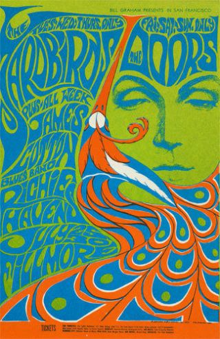 Yardbirds Poster Doors James Cotton Richie Havens Fillmore Bg75 - 5 Bonnie Maclean