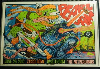 Pearl Jam Concert Poster - Ap Signed Munk One 115/200 - Amsterdam 6.  26.  12