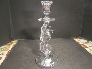 Large 11.  5 " Tall Waterford Crystal Sea Horse Stem Elegant Glass Candle Holder