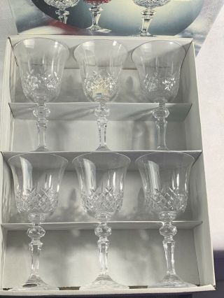 Vtg Bohemian Crystal Glass Set Of 6 Wine Glasses Champagne Hand Cut