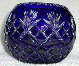 Bohemian Cobalt Blue Lead Crystal,  Cut To Clear Bowl