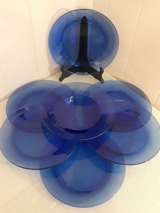Set Of 7 Cobalt Blue 10.  5 " Dinner Plates