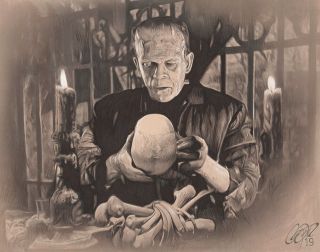 1 Of 50 Boris Karloff Bride Of Frankenstein Art Print W/coa Sn Frederick Cooper
