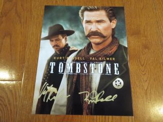 Kurt Russell & Val Kilmer Autograph Signed Photo 8.  5x11 Tombstone