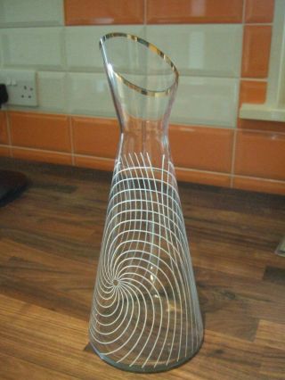 Scarce Collectable Very Stylish Chance Glass Caraffe In The White Spiral Design