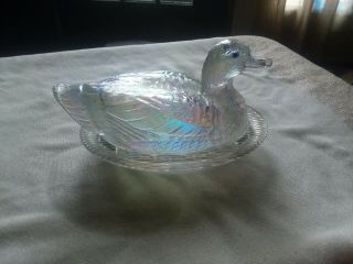 Very Rare Westmoreland Glass Duck - White Carnival
