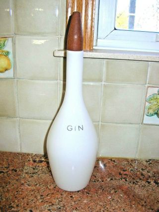 Vintage Kastrup Joseph Bang Denmark Glass Teak Gin Liquor Bottle Mcm Decanter