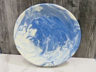 Rare Jeff White Pottery Pa Signed Blue White Marbled Platter Plate Charger 2009