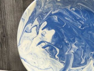 RARE Jeff White Pottery PA Signed Blue White Marbled Platter Plate Charger 2009 2