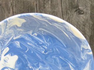 RARE Jeff White Pottery PA Signed Blue White Marbled Platter Plate Charger 2009 3