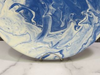 RARE Jeff White Pottery PA Signed Blue White Marbled Platter Plate Charger 2009 6