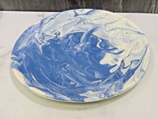RARE Jeff White Pottery PA Signed Blue White Marbled Platter Plate Charger 2009 8