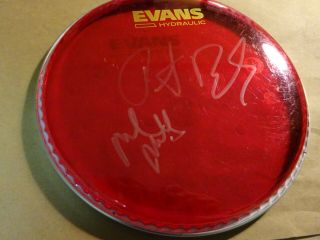 Autographed R.  E.  M.  Signed 8 " Evans Drumhead Peter Buck & Mills