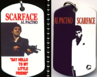 Scarface Al Paccino Say Hello To My Little Friend Dog Tag Necklace 30 " Ballchain
