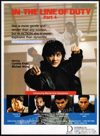 In The Line Of Duty 4_original 1989 Trade Ad / Poster_cynthia Khan_donnie Yen