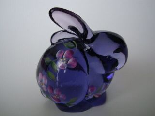 FENTON BUNNY WITH HAND PAINTED FLOWERS ON PRUPLE 2