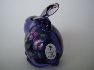 FENTON BUNNY WITH HAND PAINTED FLOWERS ON PRUPLE 3
