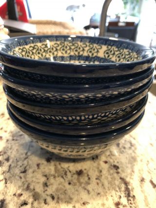 Polish Pottery Stoneware Unikat Dessert Style Bowls - Set Of 5