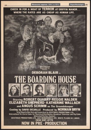 The Boarding House_original 1982 Trade Ad Promo / Horror Poster_angus Scrimm