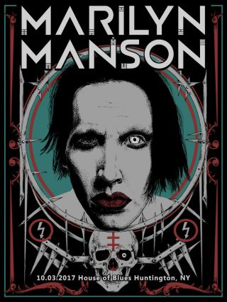Marilyn Manson Poster (los Angeles,  2018) : Screen Printing,  Numbered.