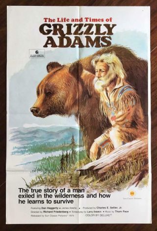 Life & Times Of Grizzly Adams 1974 Dan Haggerty Adventure Movie Poster