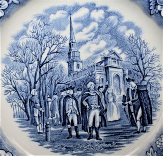 8 Staffordshire Liberty Blue 6 7/8 Salad Plates Washington Leaving Christ Church