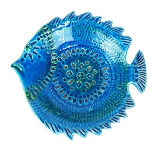 Aldo Londi For Bitossi Rimini Blue Fish Sculpture Vintage Mid Century Modern